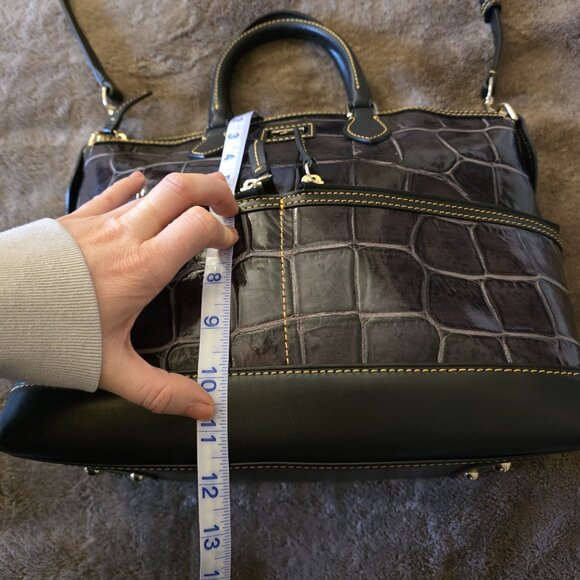 Dooney & Bourke Dillen Croco Embossed Double Pocket Satchel Brown Leather Bag - Picture 16 of 16